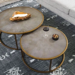 Hollywood Modern Shagreen Nesting Coffee Tables - Brass -Famous Furniture Shop VBEN 018 ROM 2 44060.1681349658