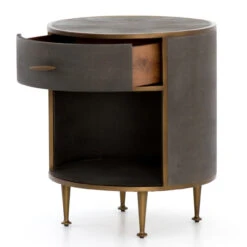Shagreen Grey Round Nightstand -Famous Furniture Shop VBEN 026A 3 21120.1617733400