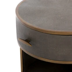 Shagreen Grey Round Nightstand -Famous Furniture Shop VBEN 026A 7 33613.1617733412