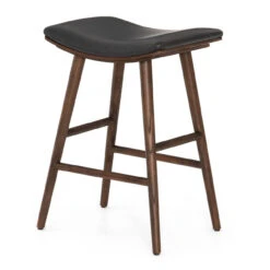Saddle Mid-Century Black Leather Bar Stool -Famous Furniture Shop VBFS 038 405 PRM 1 79753.1544741678