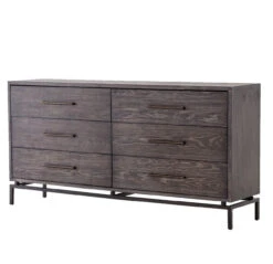 Alexa Industrial Modern Iron & Oak 6 Drawers Dresser