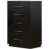 Modern Burnished Black Wood 5 Drawer Tall Boy Chest 1 Modern Burnished Black Wood 5 Drawer Tall Boy Chest -Famous Furniture Shop VHAD F185 PRM 1 57493.1681347423