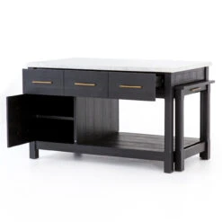 Ian Solid Wood And White Italian Marble Top Kitchen Island -Famous Furniture Shop VPTN 040C OPN 1 82974.1572459021