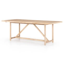 Mika Rustic Modern Whitewashed Oak Dining Table 84"