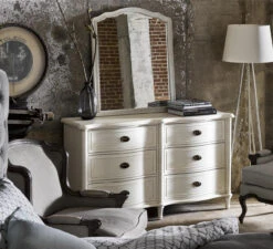 Amity French Oak Wood 6 Drawer Dresser - White