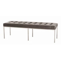 Zephyr Tufted Dove Leather Bench