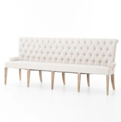 French Tufted Upholstered Dining Bench Banquette