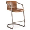 Industrial Loft Metal And Leather Counter Stool In Chestnut -Famous Furniture Shop gpf cc22 3q1 41685.1637197472