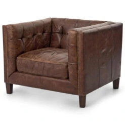 Abbott Vintage Cigar Tufted Leather Club Chair -Famous Furniture Shop product 11167 75174.1525295734