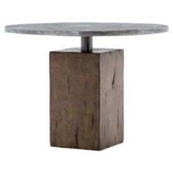 Boomer Rustic Industrial Wood Block Pedestal Bistro Table 42" -Famous Furniture Shop product 26540 03971.1547008386