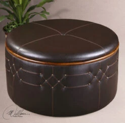 Brunner Round Leather Ottoman With Storage